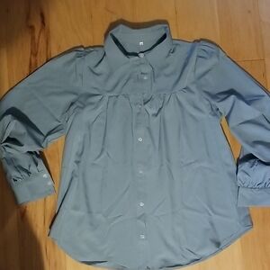 Blue Button-Up Blouse